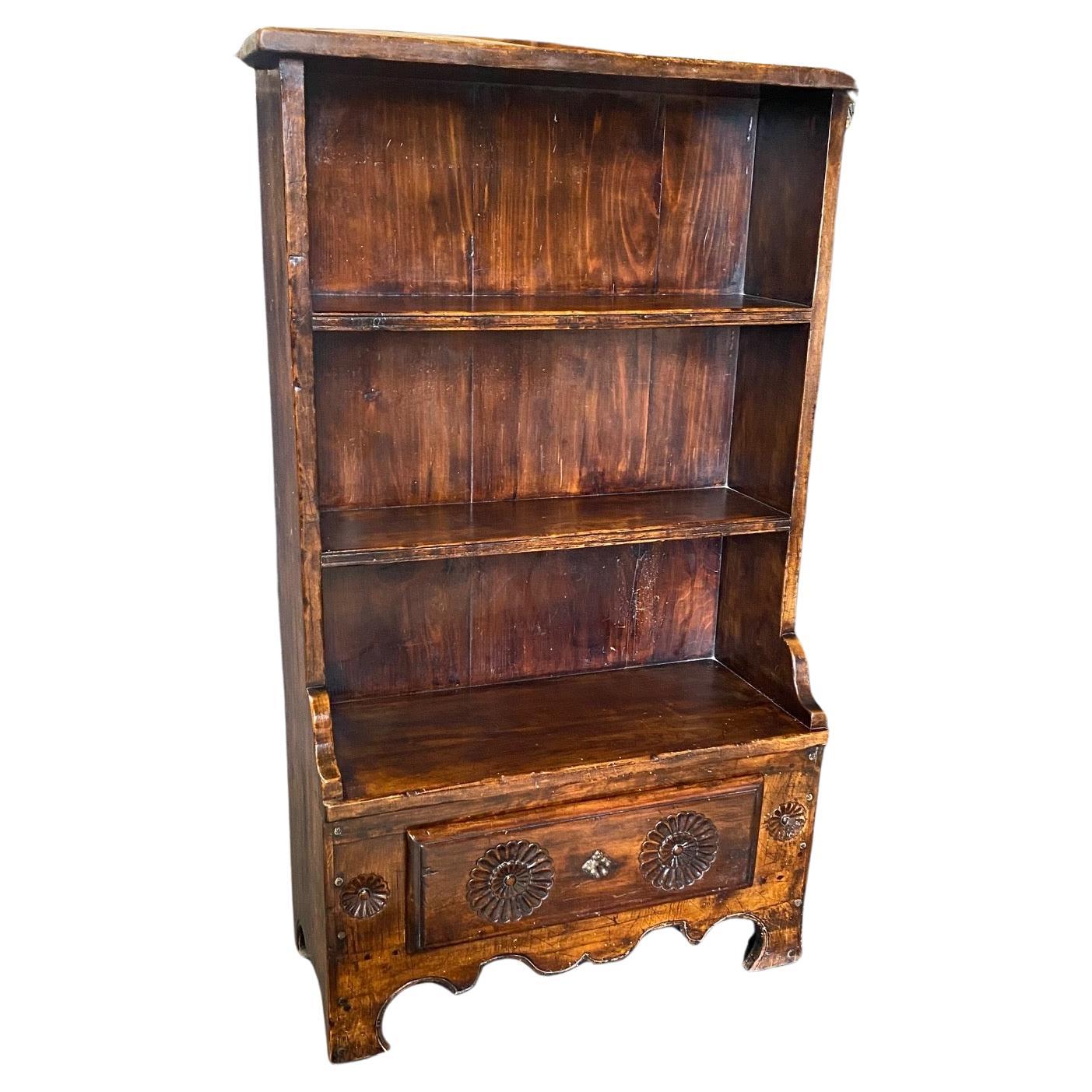  19th Century French Hand Carved Open Bookcase  For Sale