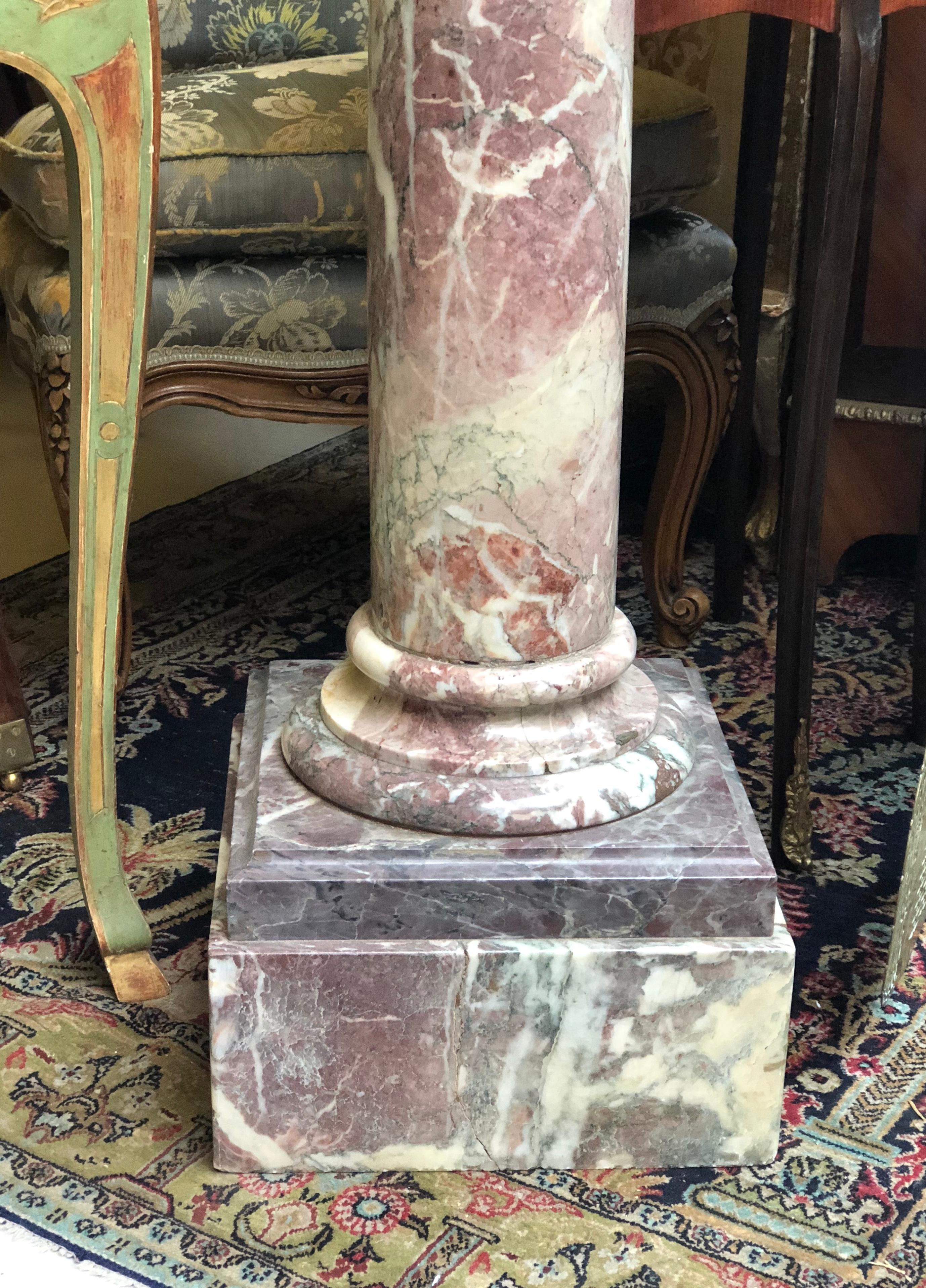 19th Century French Hand Carved Red Marble Column Pedestal, Napoleon III Style 2