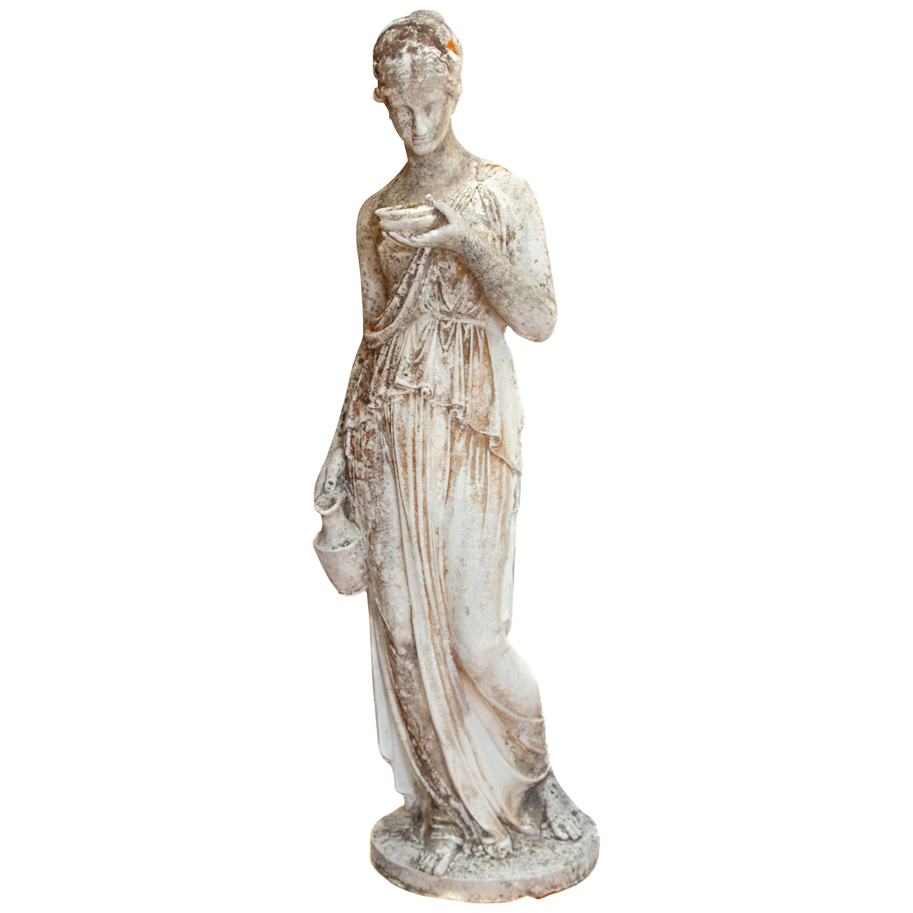 19th Century French Hand Carved Stone Female Statue