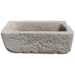 19th Century French Hand-Carved Stone Garden Trough or Planter