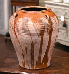 19th Century French Hand Carved Terracotta Olive Oil Jar from Provence