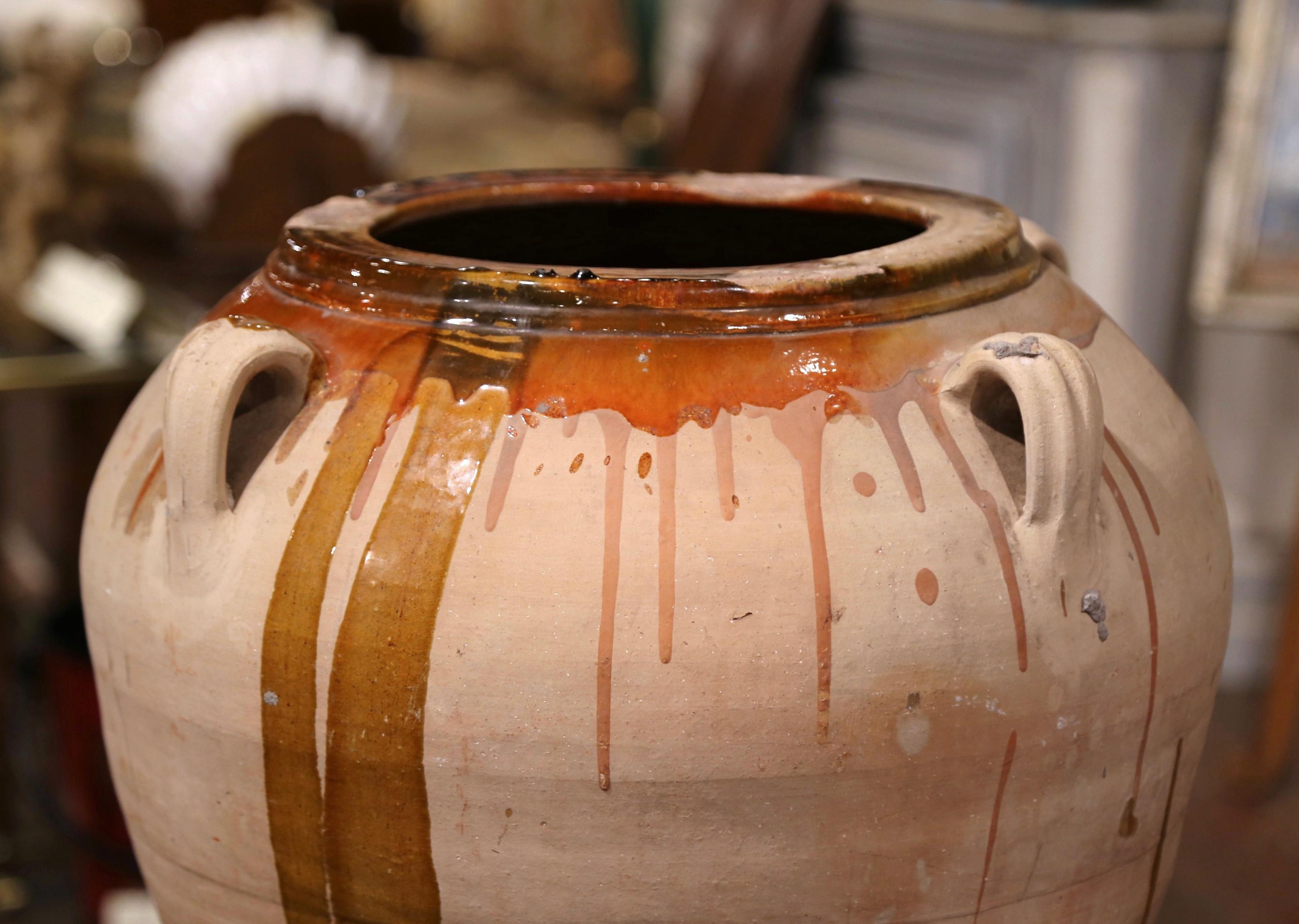 19th Century French Hand Carved Terracotta Olive Oil Jar from Provence 1