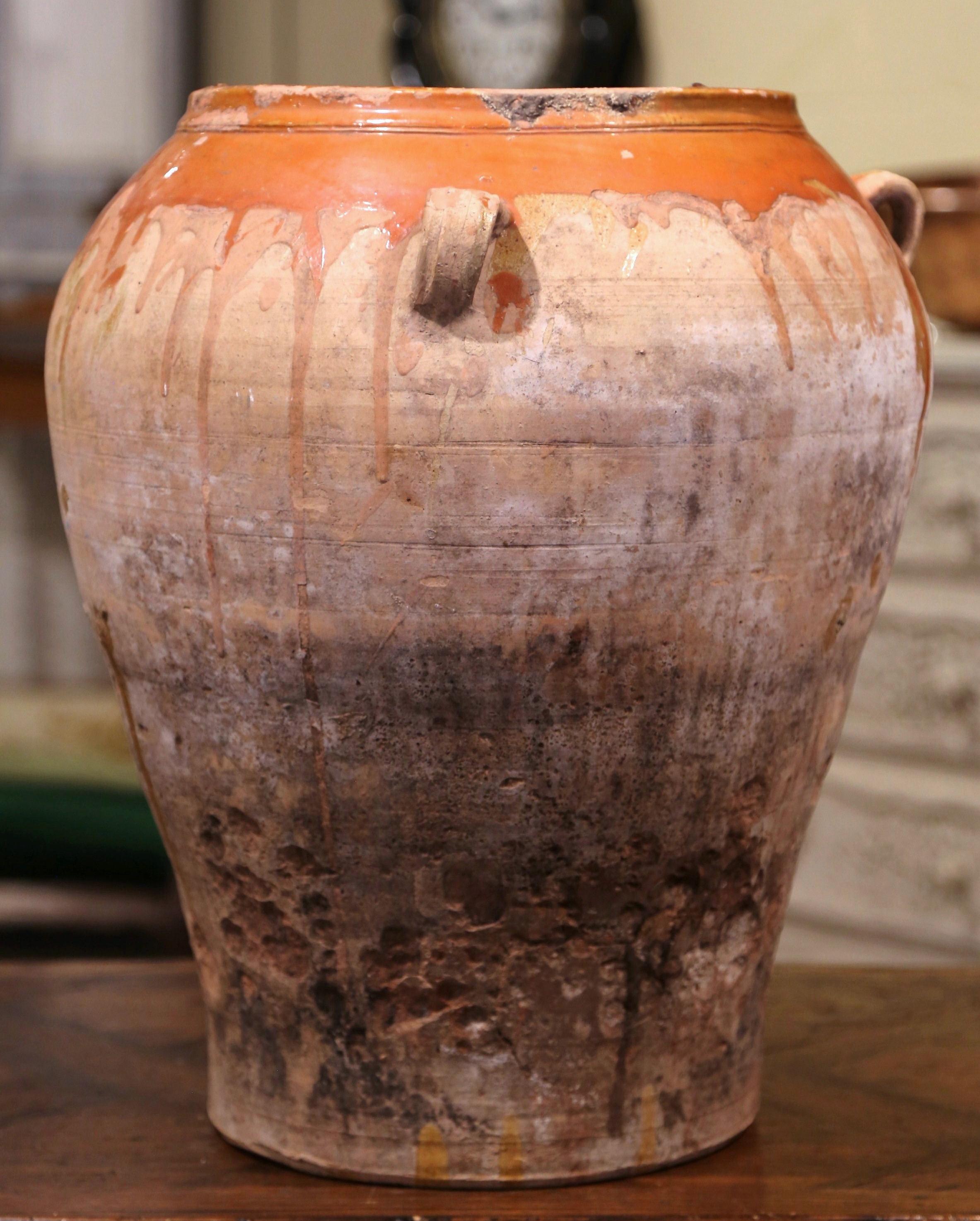 19th Century French Hand Carved Terracotta Olive Oil Jar from Provence 2