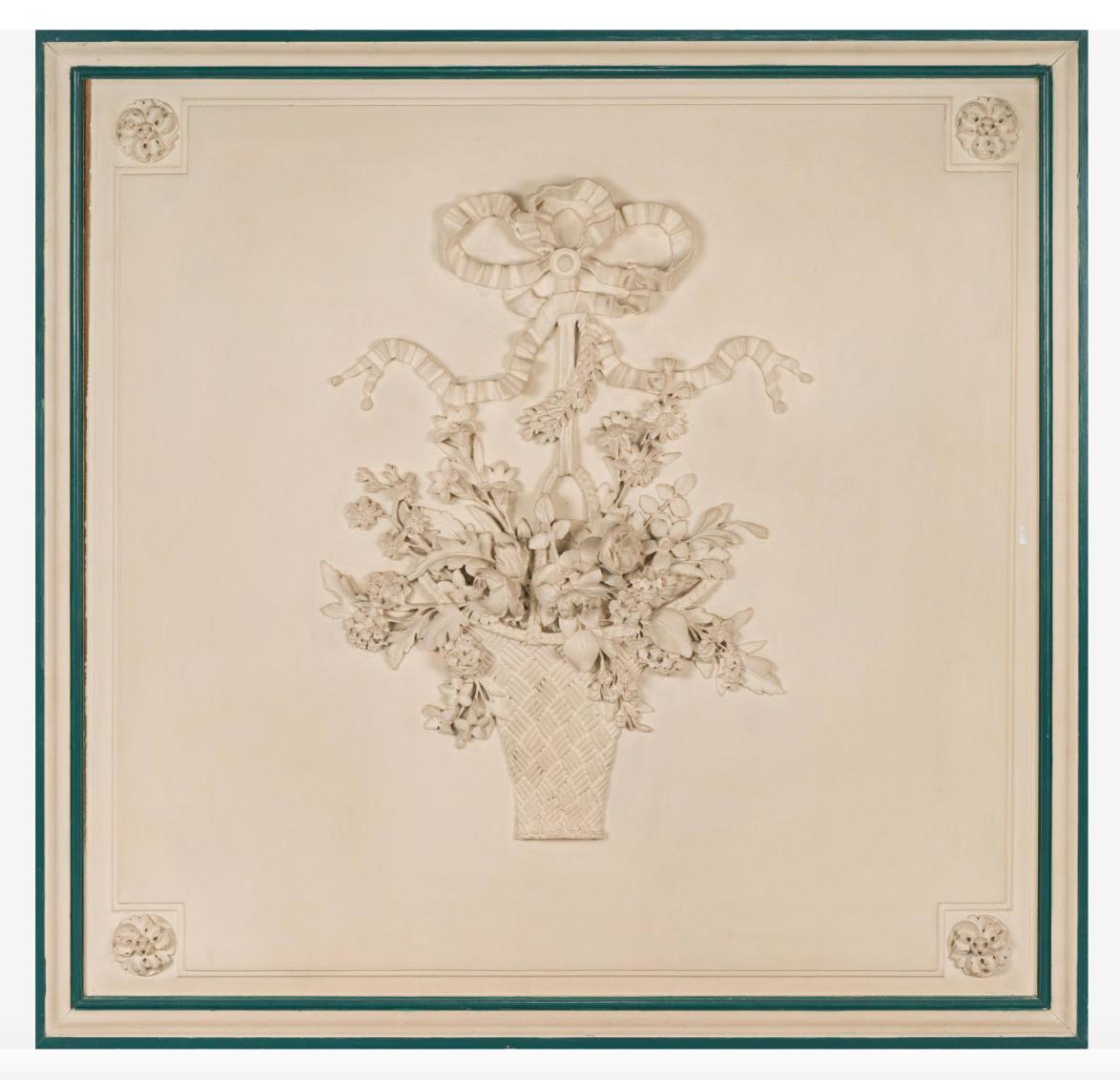 19th Century French hand carved and hand painted in light beige wall decorative panels in Louis XVI style in very good authentic condition with no restorations.
