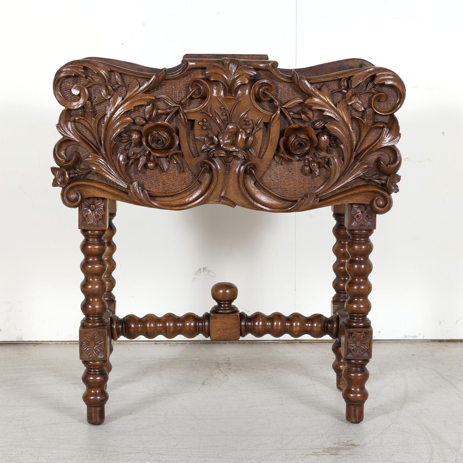 Hand-Carved 19th Century French Hand Carved Walnut Black Forest Jardiniére or Planter For Sale