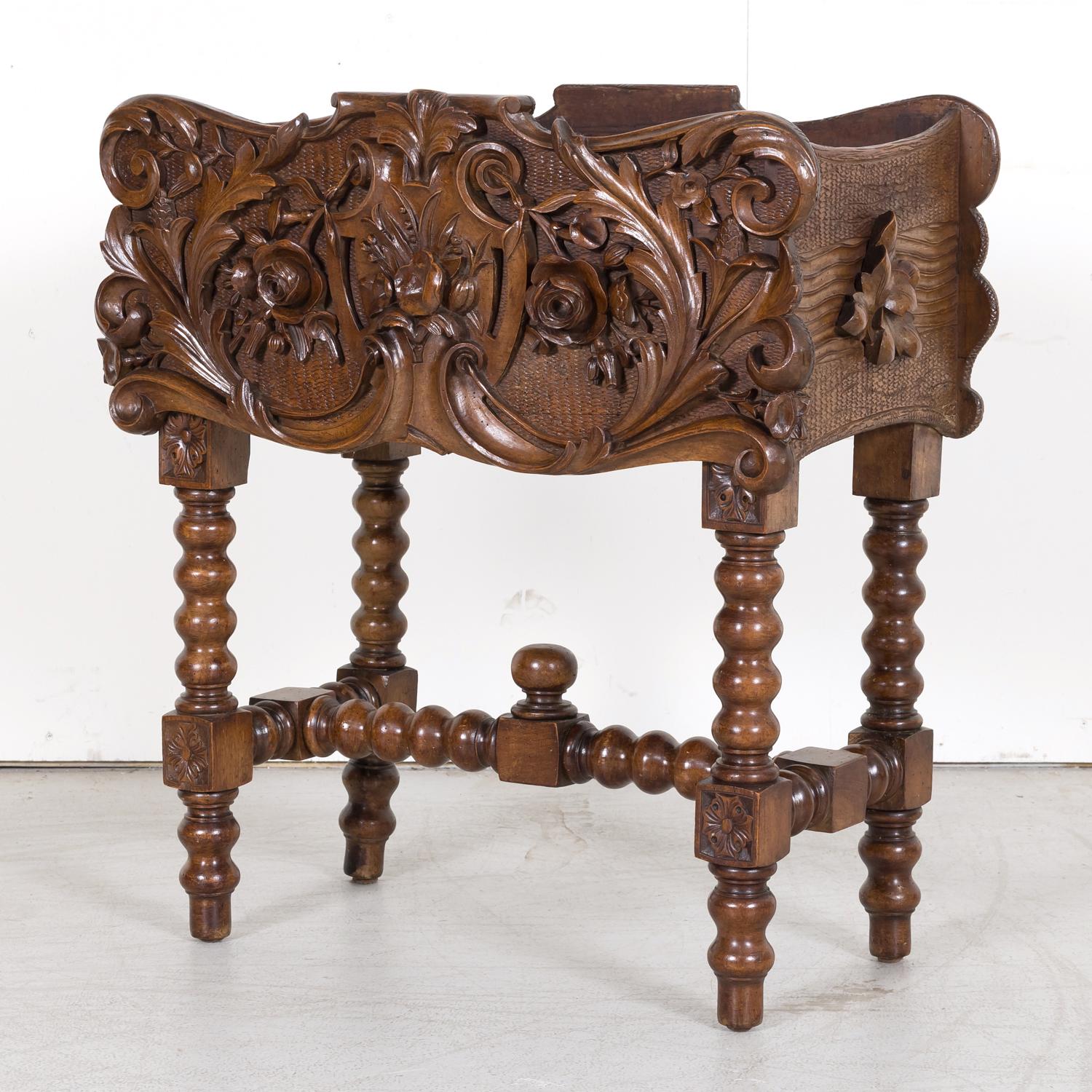 Late 19th Century 19th Century French Hand Carved Walnut Black Forest Jardiniére or Planter For Sale