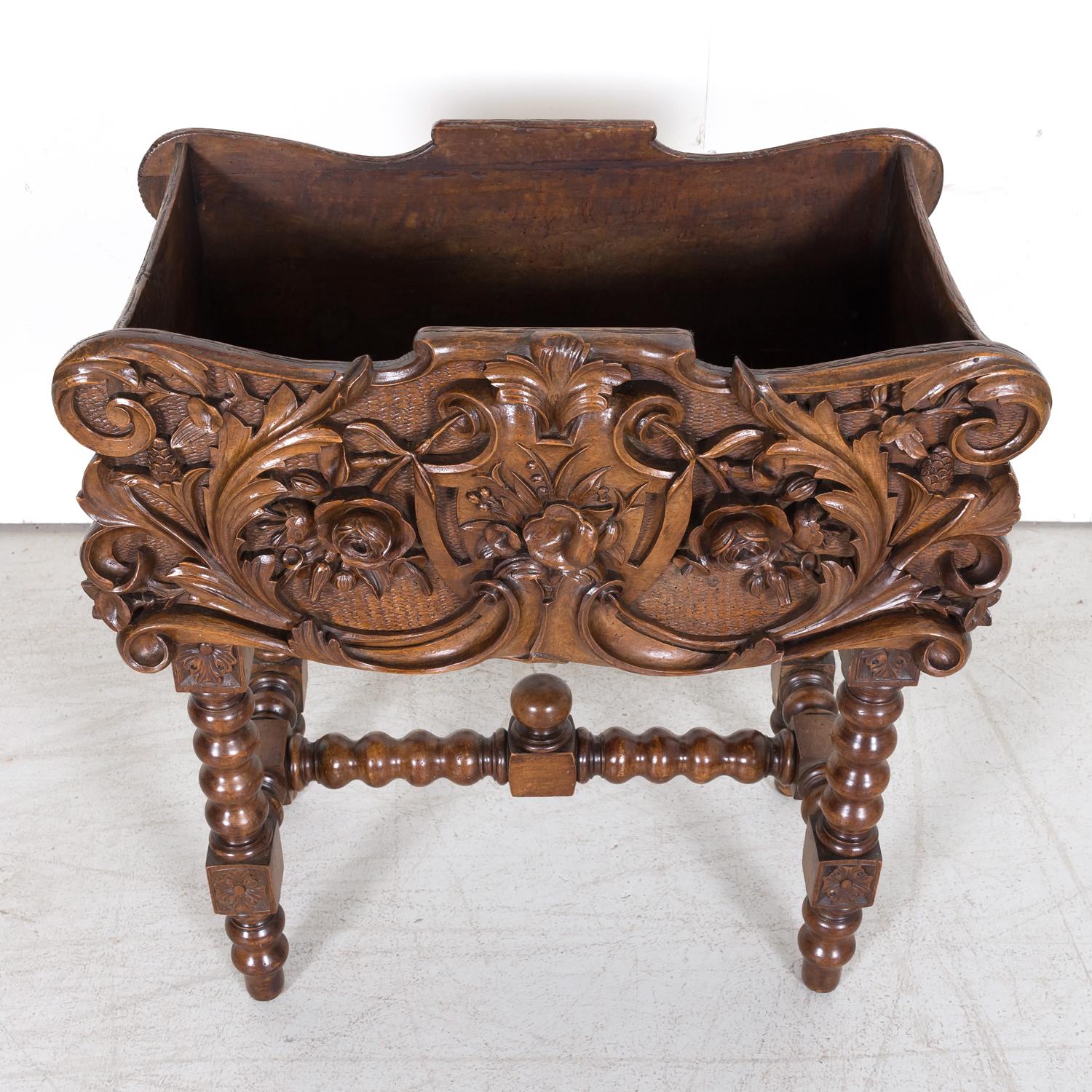 19th Century French Hand Carved Walnut Black Forest Jardiniére or Planter For Sale 1