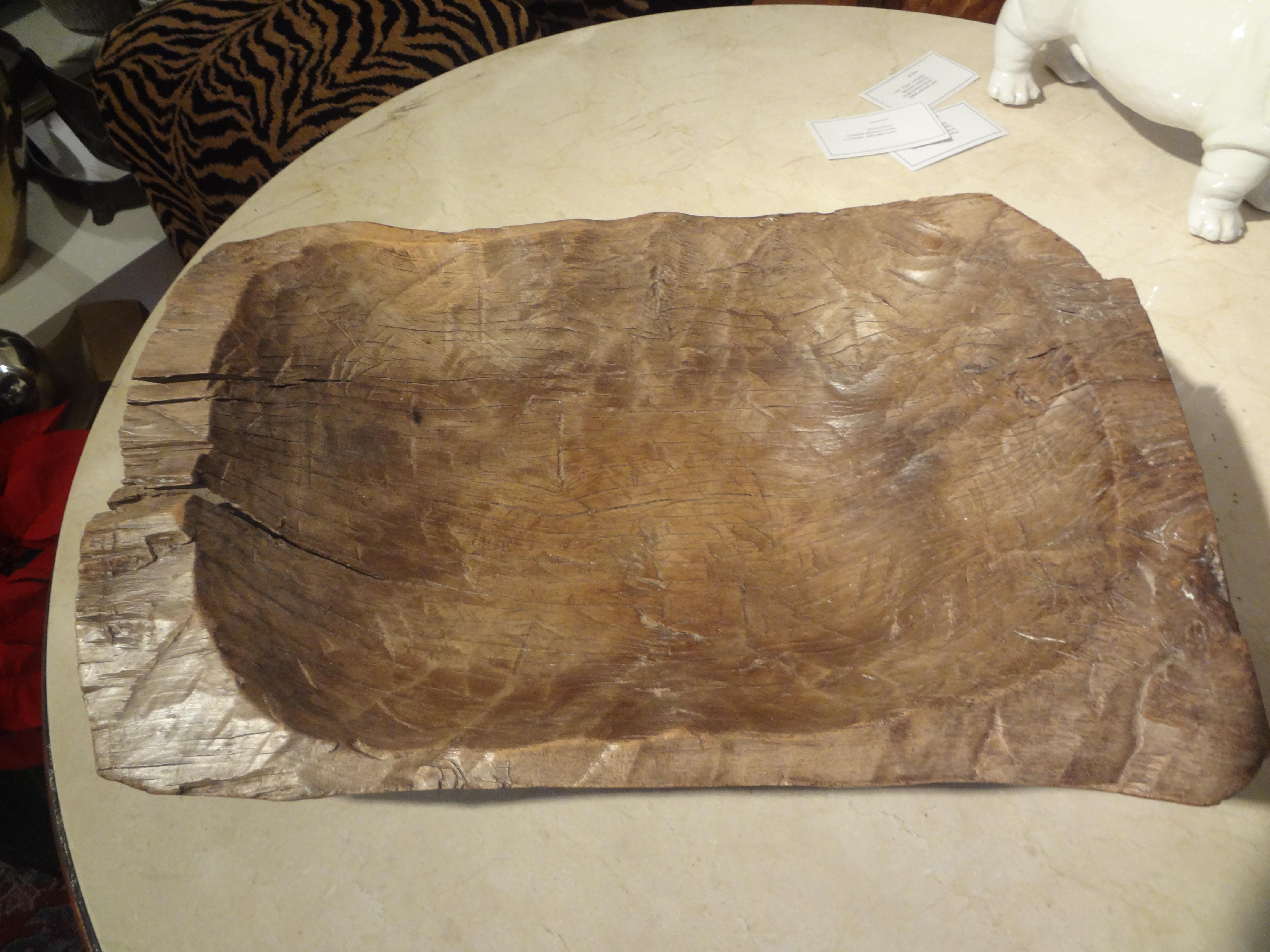 19th Century French Hand Carved Walnut Dough Bowl In Good Condition For Sale In Houston, TX