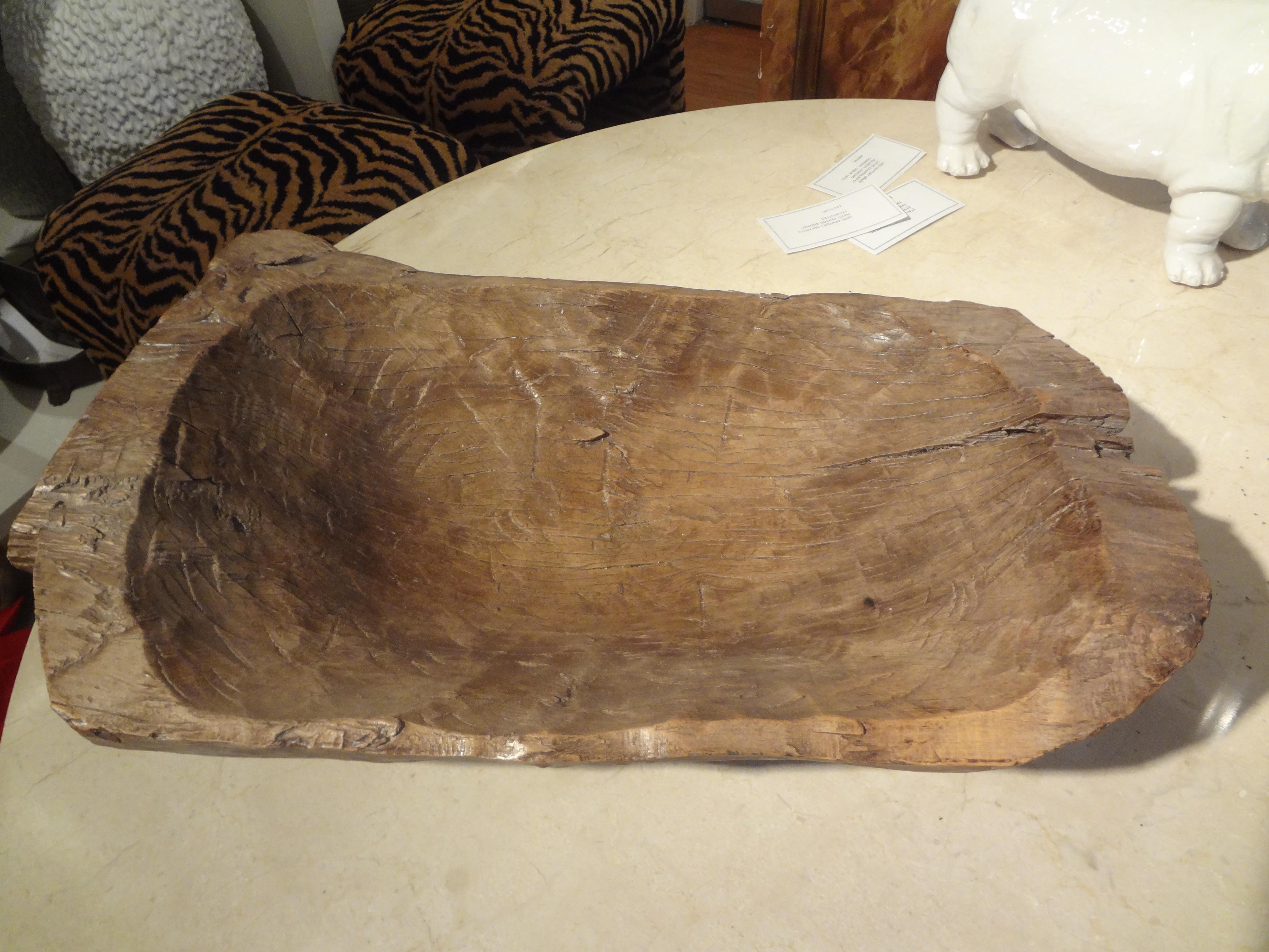 19th Century French Hand Carved Walnut Dough Bowl For Sale 3