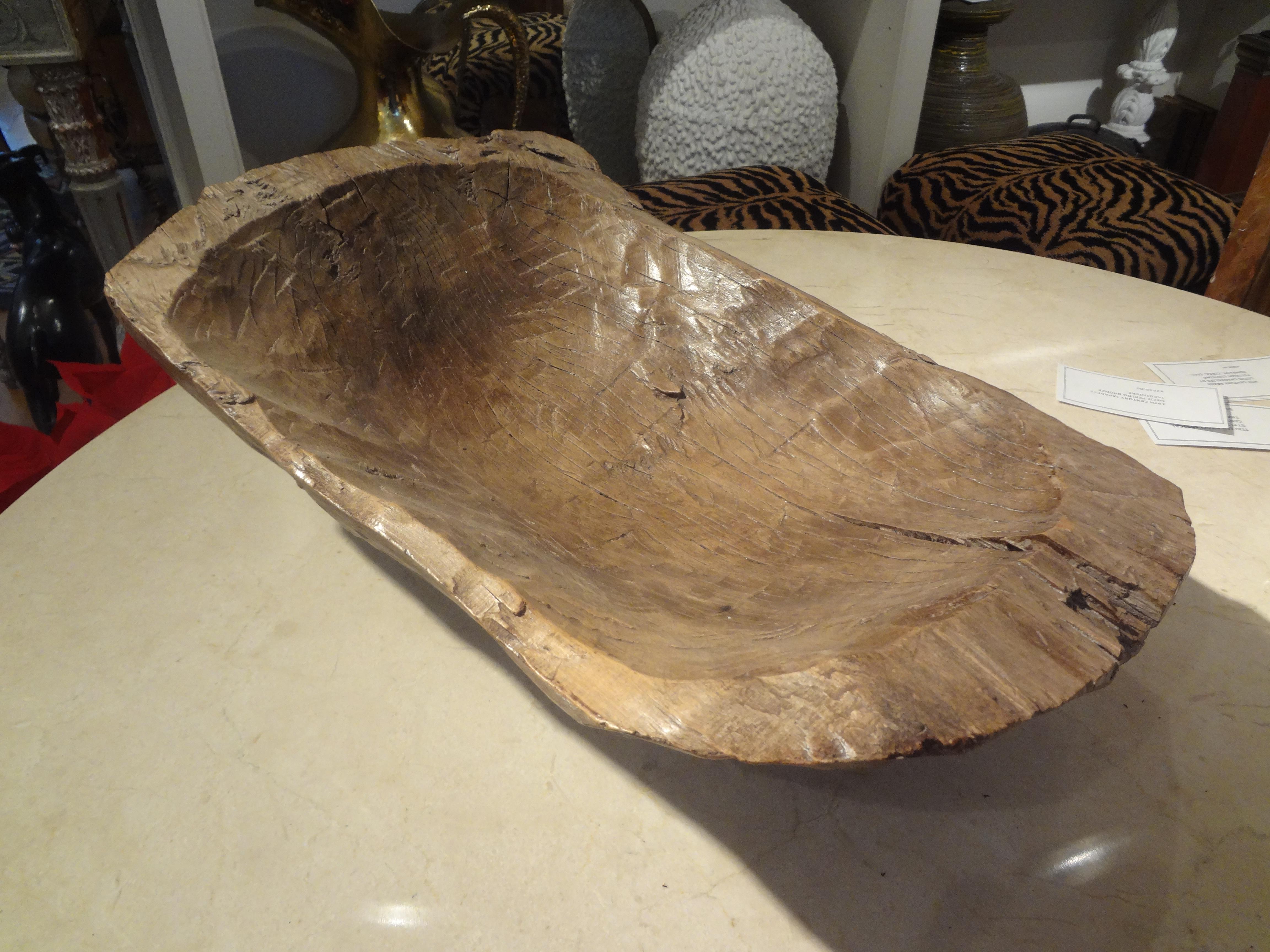 19th Century French Hand Carved Walnut Dough Bowl For Sale 4