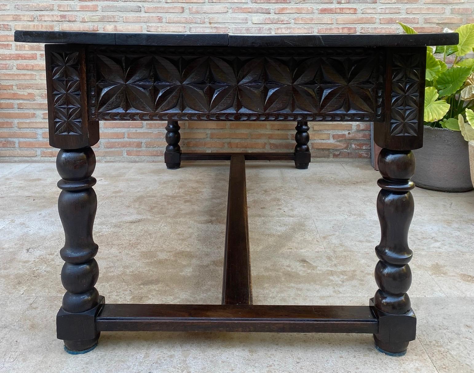 19th Century French Hand Carved Walnut Two-Sided Desk, 1860s For Sale 10