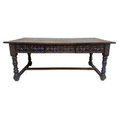 Antique 19th Century French Hand Carved Walnut Two-Sided Desk, 1860s