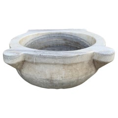 Lavabo francés del siglo XIX de mármol blanco tallado a mano