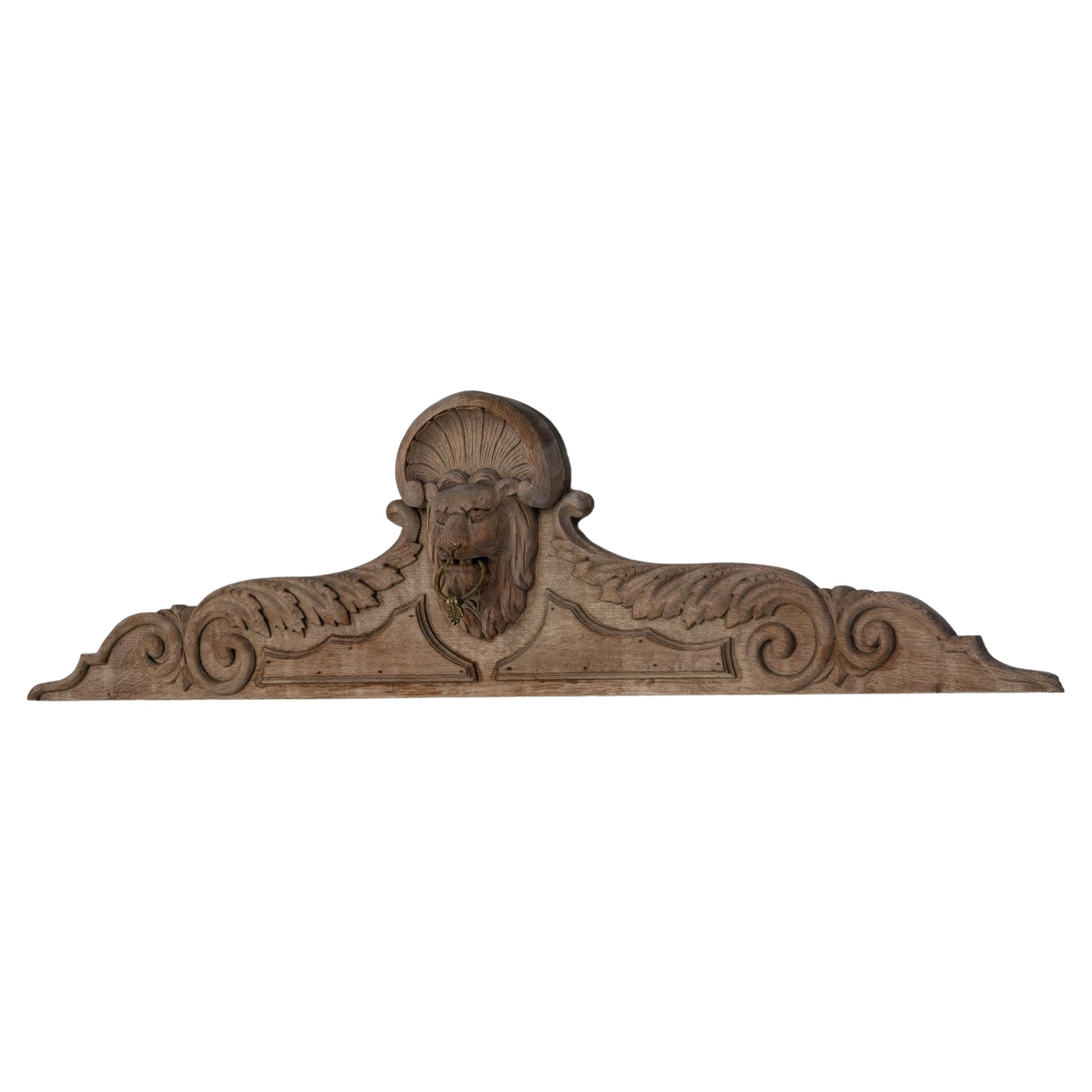19th Century French Hand-Carved Wooden Pediment