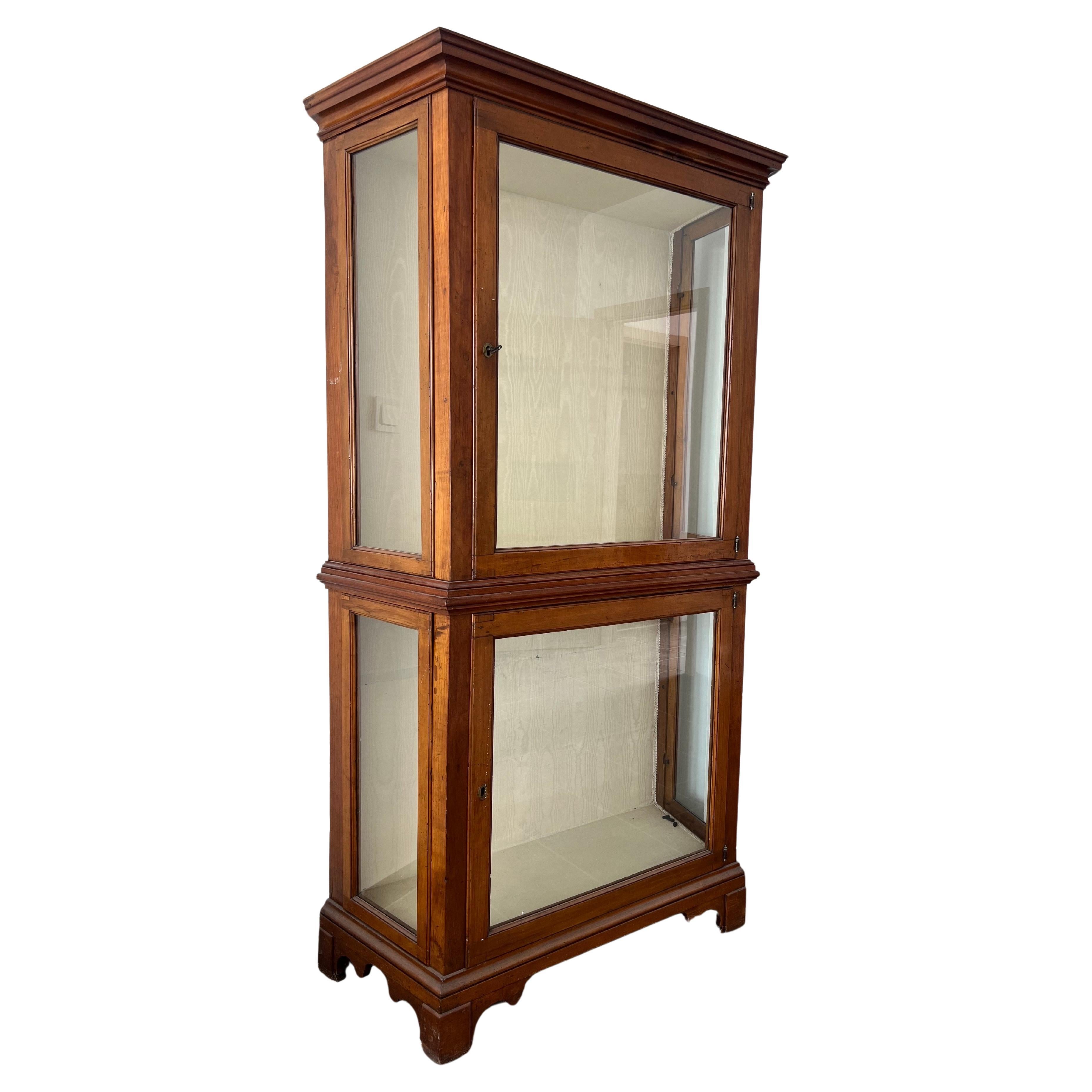 19th Century French Hand Carved Wooden Vitrine in Louis XV Style  For Sale