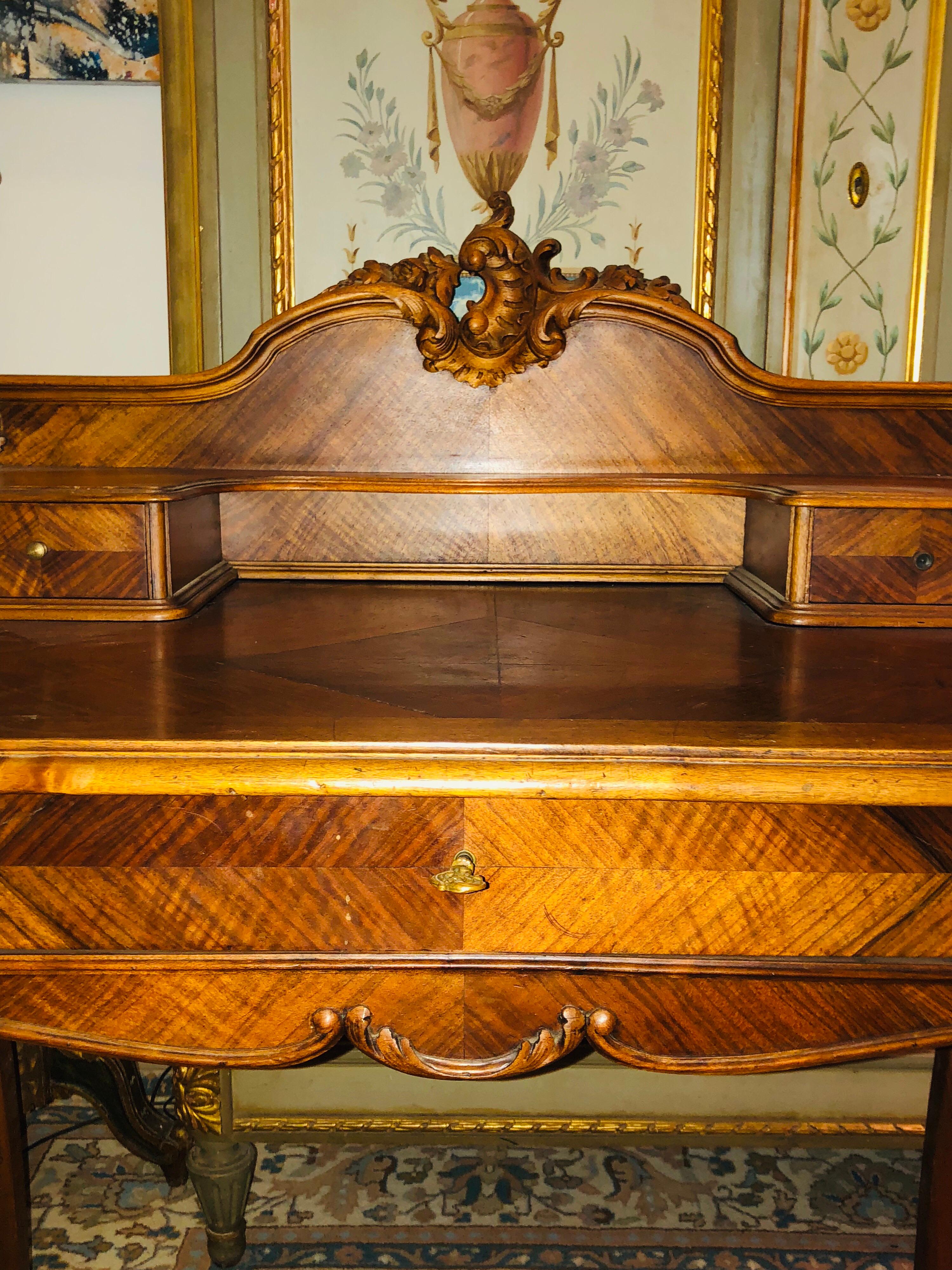 Hand-Carved SALE 19th Century French Hand Carved Writing Desk in Louis XV Style