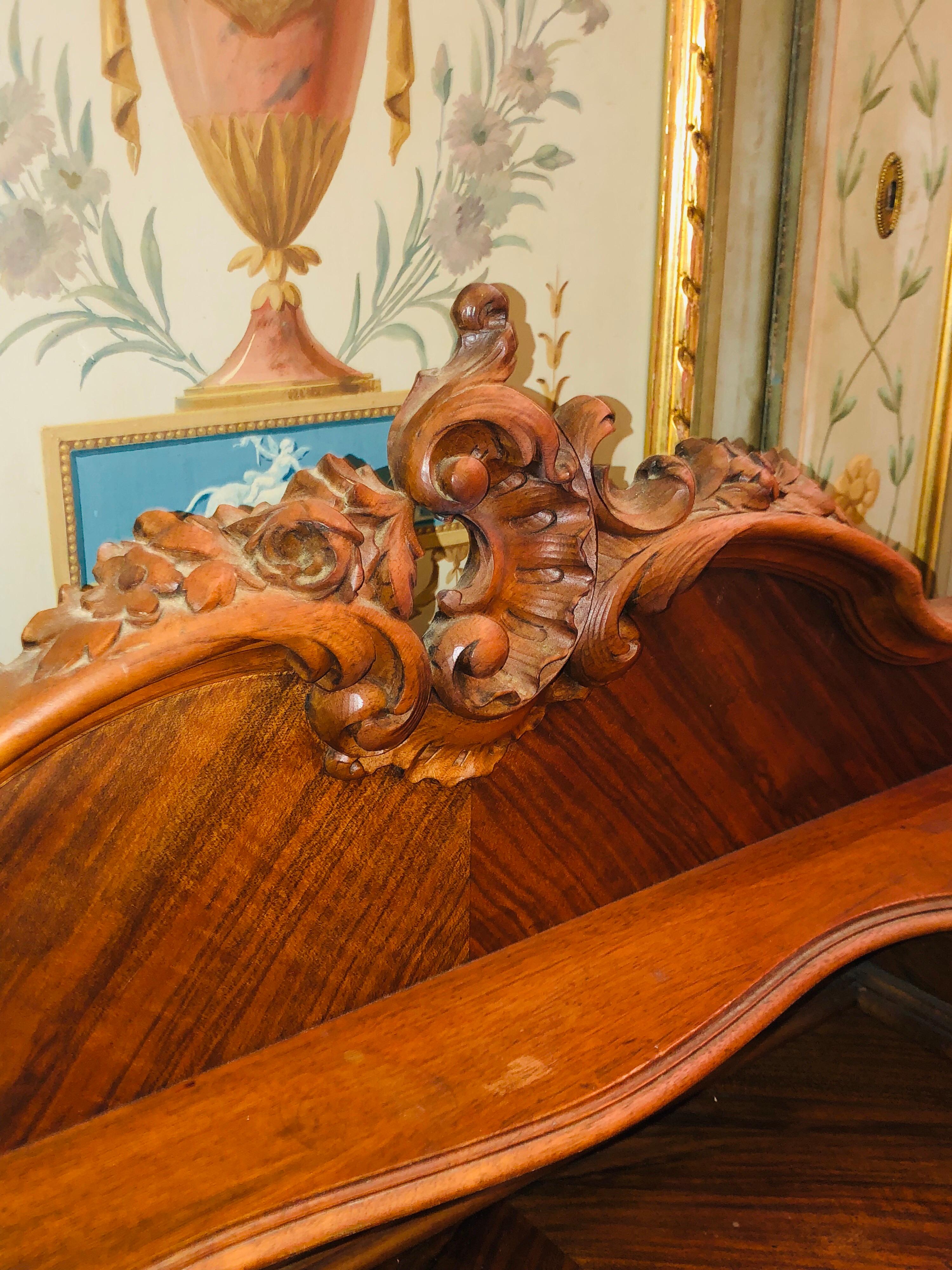 SALE 19th Century French Hand Carved Writing Desk in Louis XV Style 1