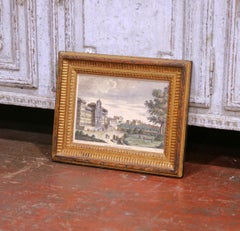 19th Century French Hand Colored Engraving of Genoa by Zucchagni in Gilt Frame