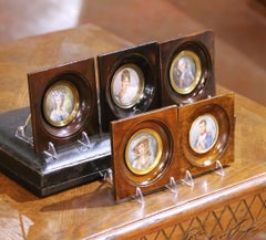 19th Century French Hand-Colored Portrait Medallions of Royal Figures, Set of 5