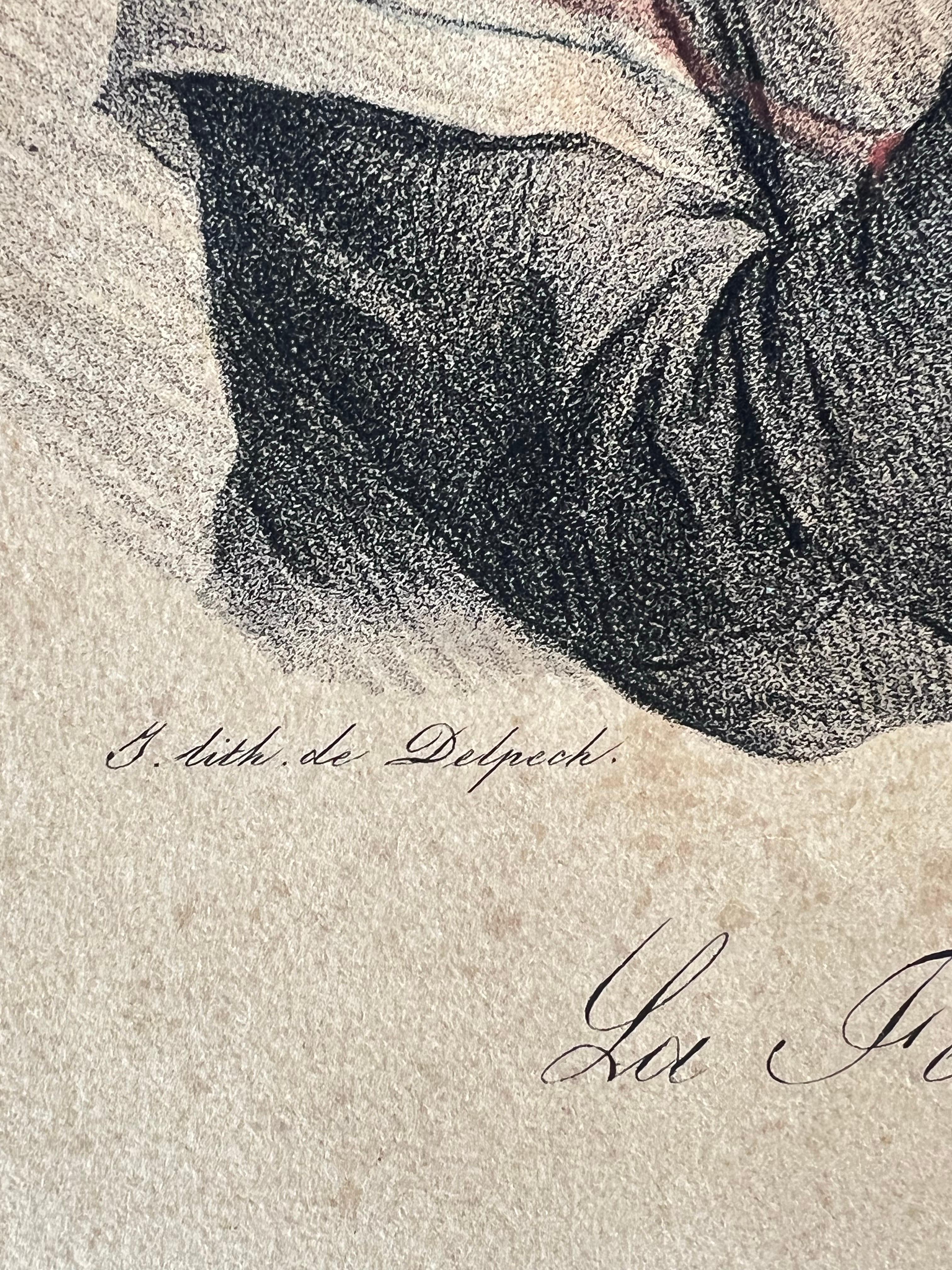 Lithographie française du XIXe siècle coloriée à la main par Delpech dans le style de L. Boilly en vente 1