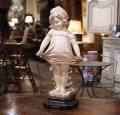 Estatua Joven de Escayola Artesanal Francesa del Siglo XIX Según Donatello