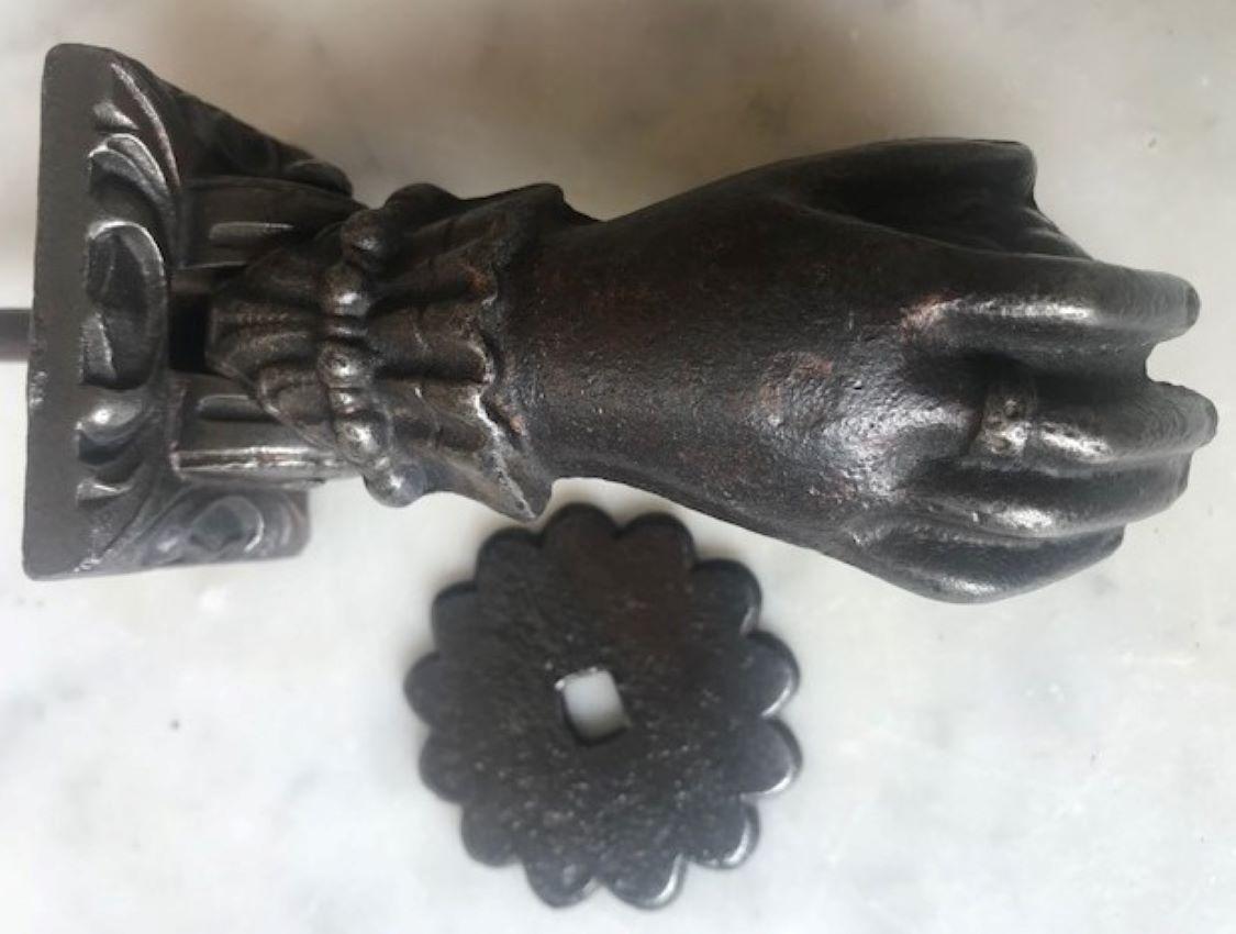 19th Century French Hand Door Knocker & Back Plate Set In Good Condition In Ross, CA