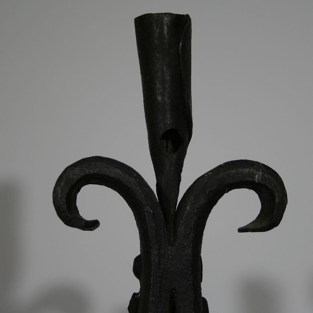 19th Century French Hand-Forged Iron Candleholder 5
