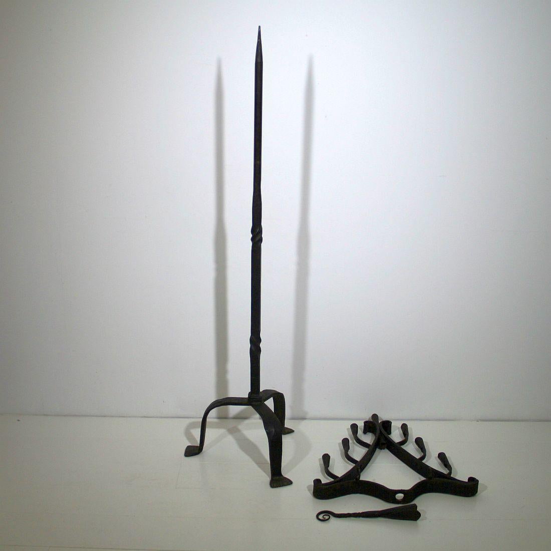 19th Century French Hand-Forged Iron Candleholder 10