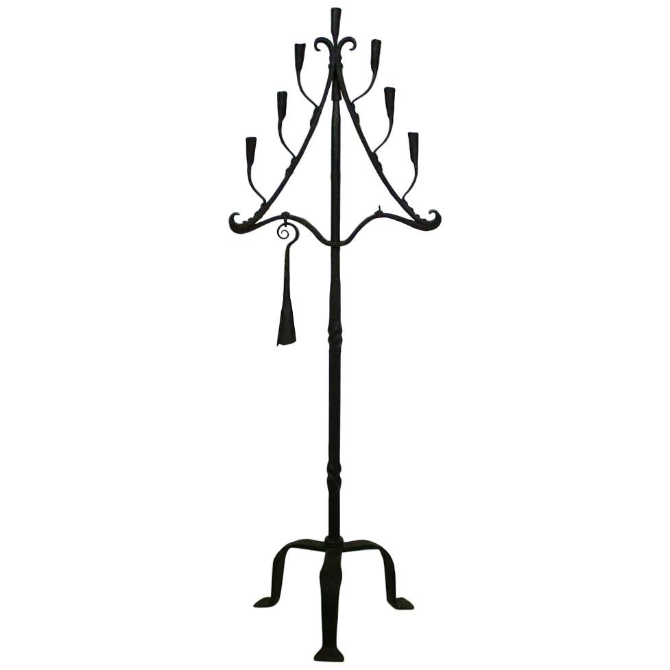 19th Century French Hand-Forged Iron Candleholder