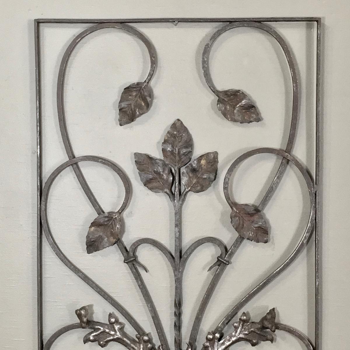 19th Century French Hand-Forged Wrought Iron Art Nouveau Period Panel In Good Condition In Dallas, TX