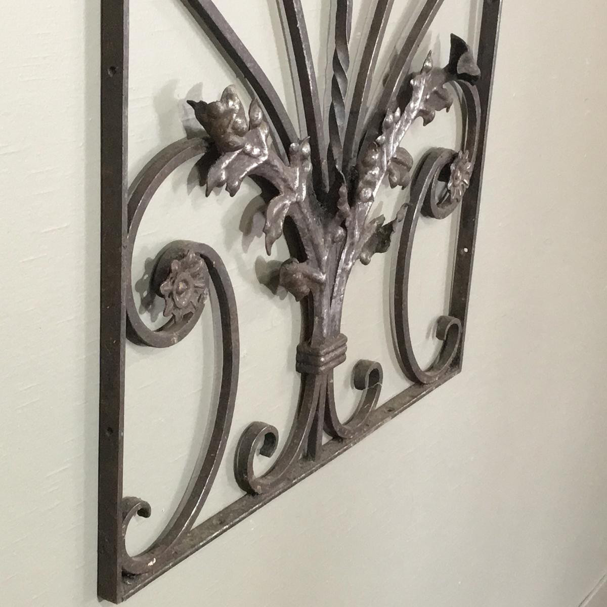 19th Century French Hand-Forged Wrought Iron Art Nouveau Period Panel 1