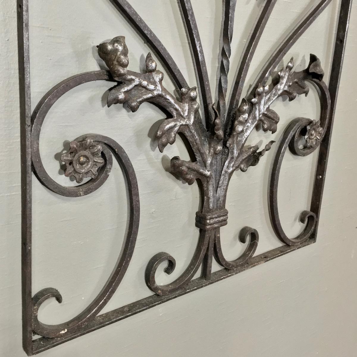 19th Century French Hand-Forged Wrought Iron Art Nouveau Period Panel 2