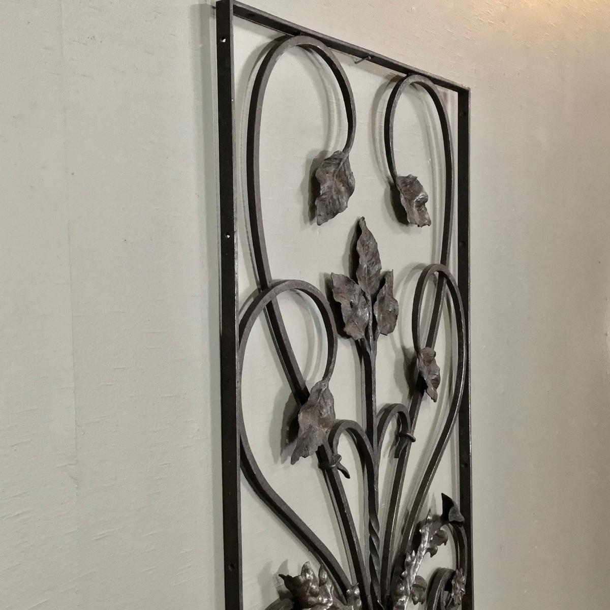 19th Century French Hand-Forged Wrought Iron Art Nouveau Period Panel 3