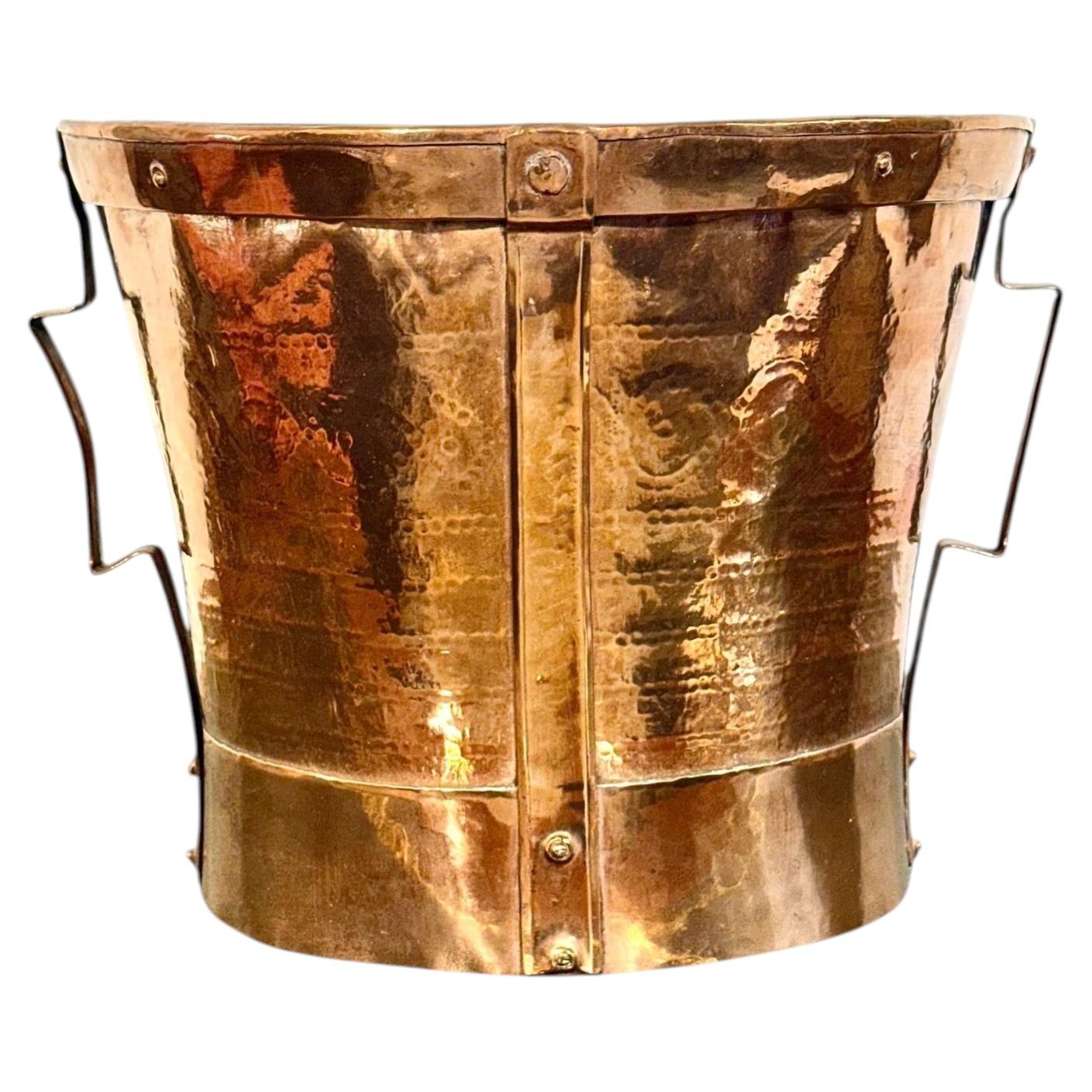19th Century French Hand-Hammered Copper Vessel or Grain Measure