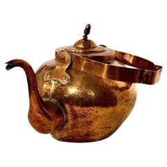 19th Century French Hand-Hammered Copper Kettle with Swing Handle