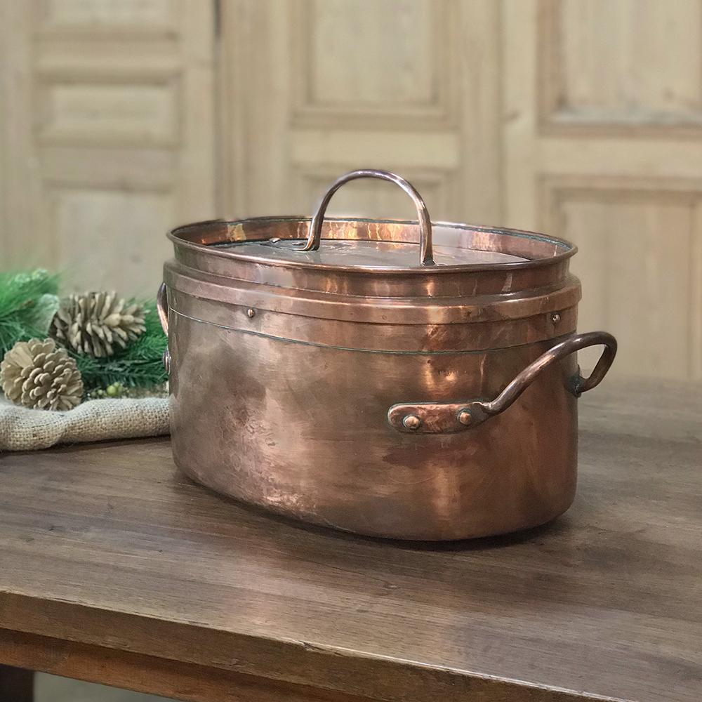 Rustic 19th Century French Hand-Hammered Copper Roasting Pot