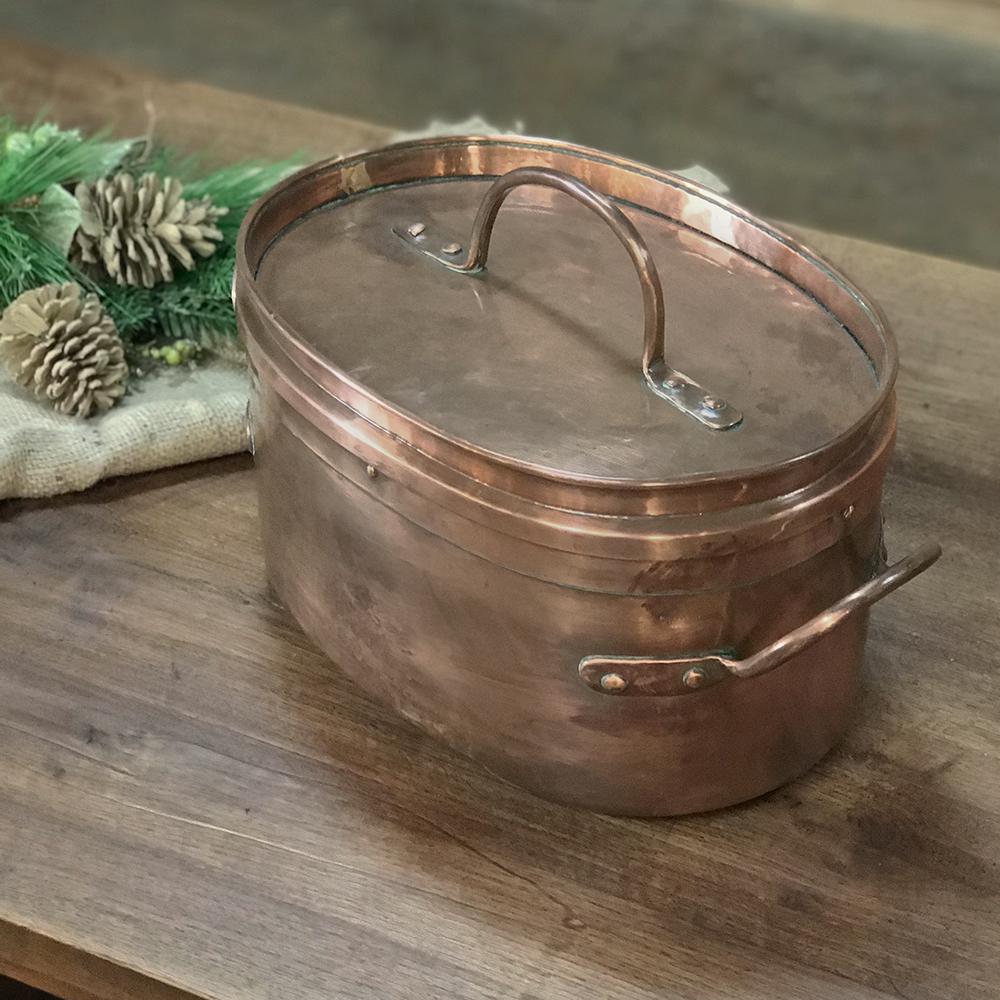Hand-Crafted 19th Century French Hand-Hammered Copper Roasting Pot