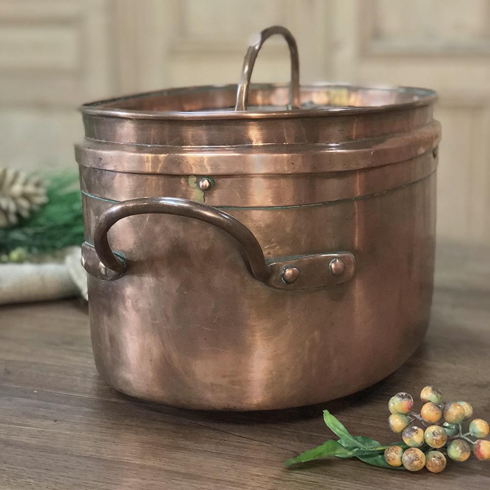 19th Century French Hand-Hammered Copper Roasting Pot 1
