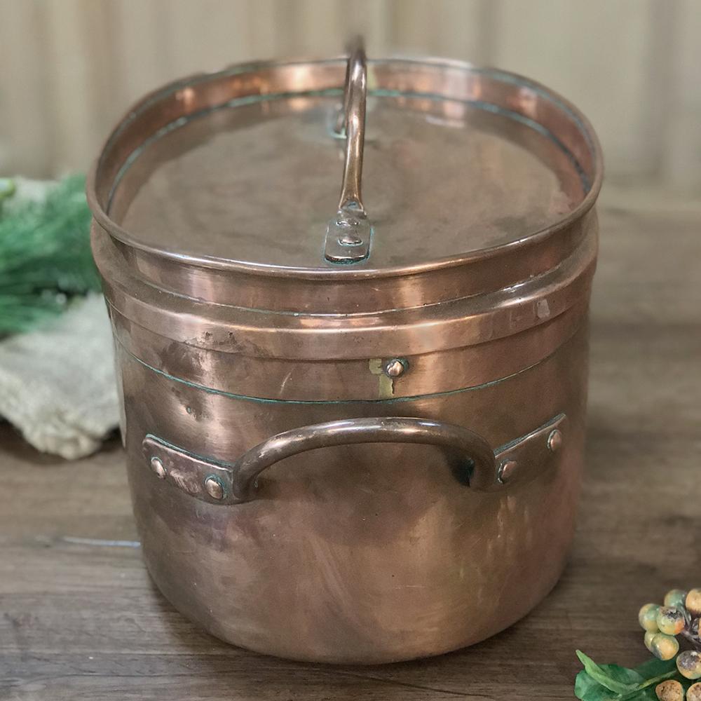 19th Century French Hand-Hammered Copper Roasting Pot 2