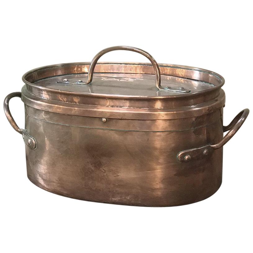 19th Century French Hand-Hammered Copper Roasting Pot