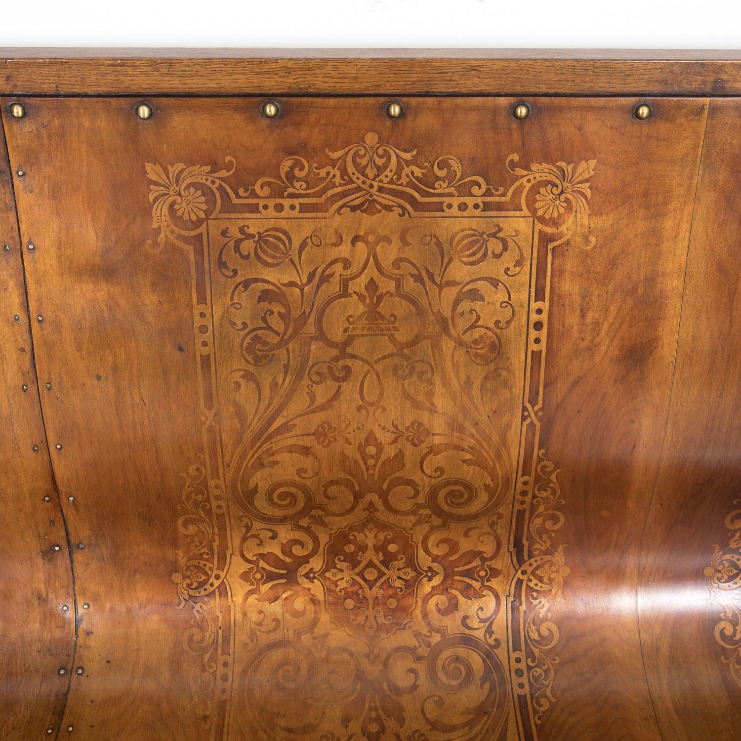 Panchina francese Hand Made in legno di noce con intarsi in legno di frutta del XIX secolo in vendita 2