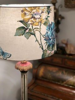 19th Century French Hand Painted and Carved Wood Floor Lamp Louis XVI Style