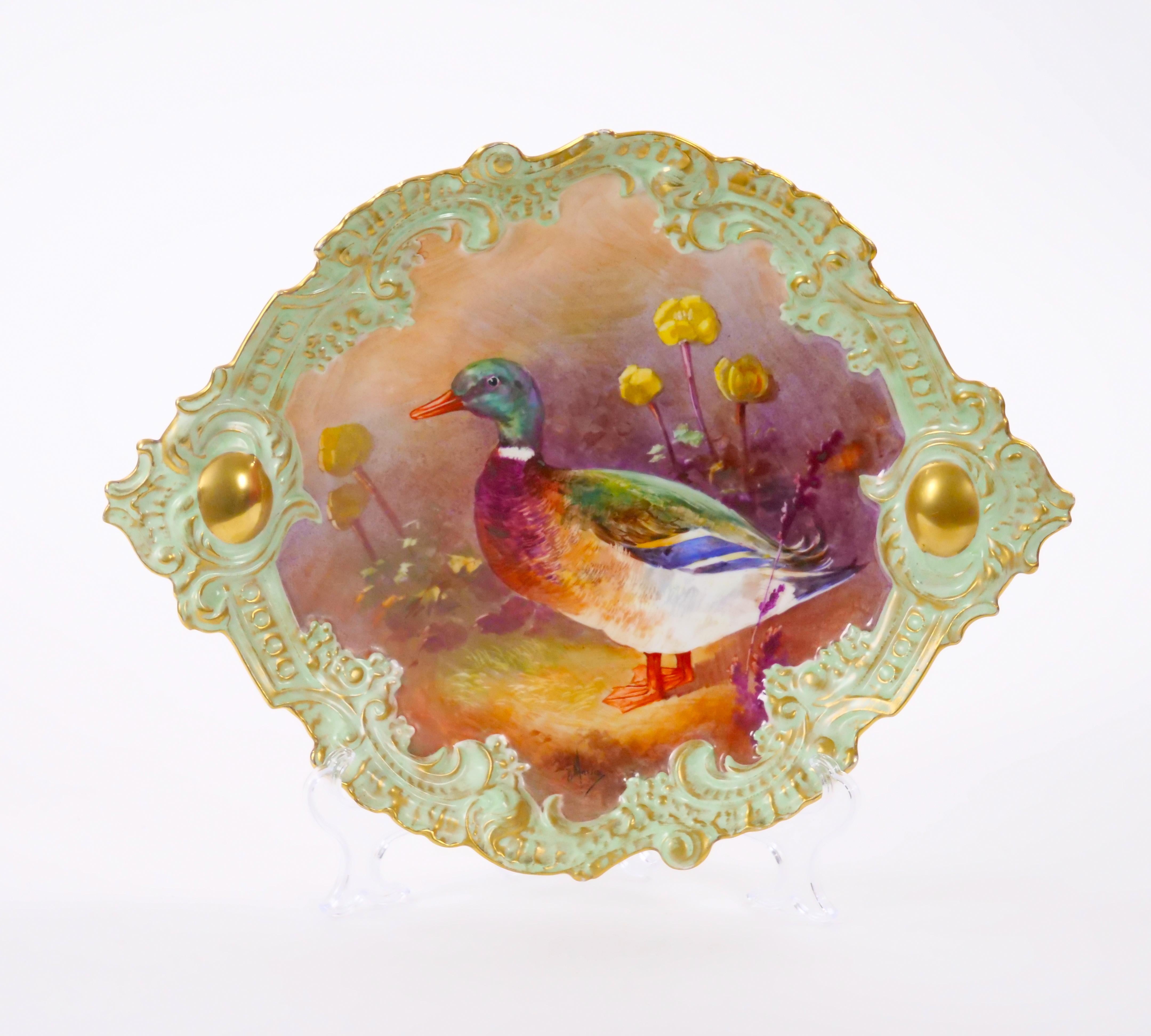 19th Century French Hand Painted and Gilt Gold Decorated Porcelain Wall Plate For Sale 7
