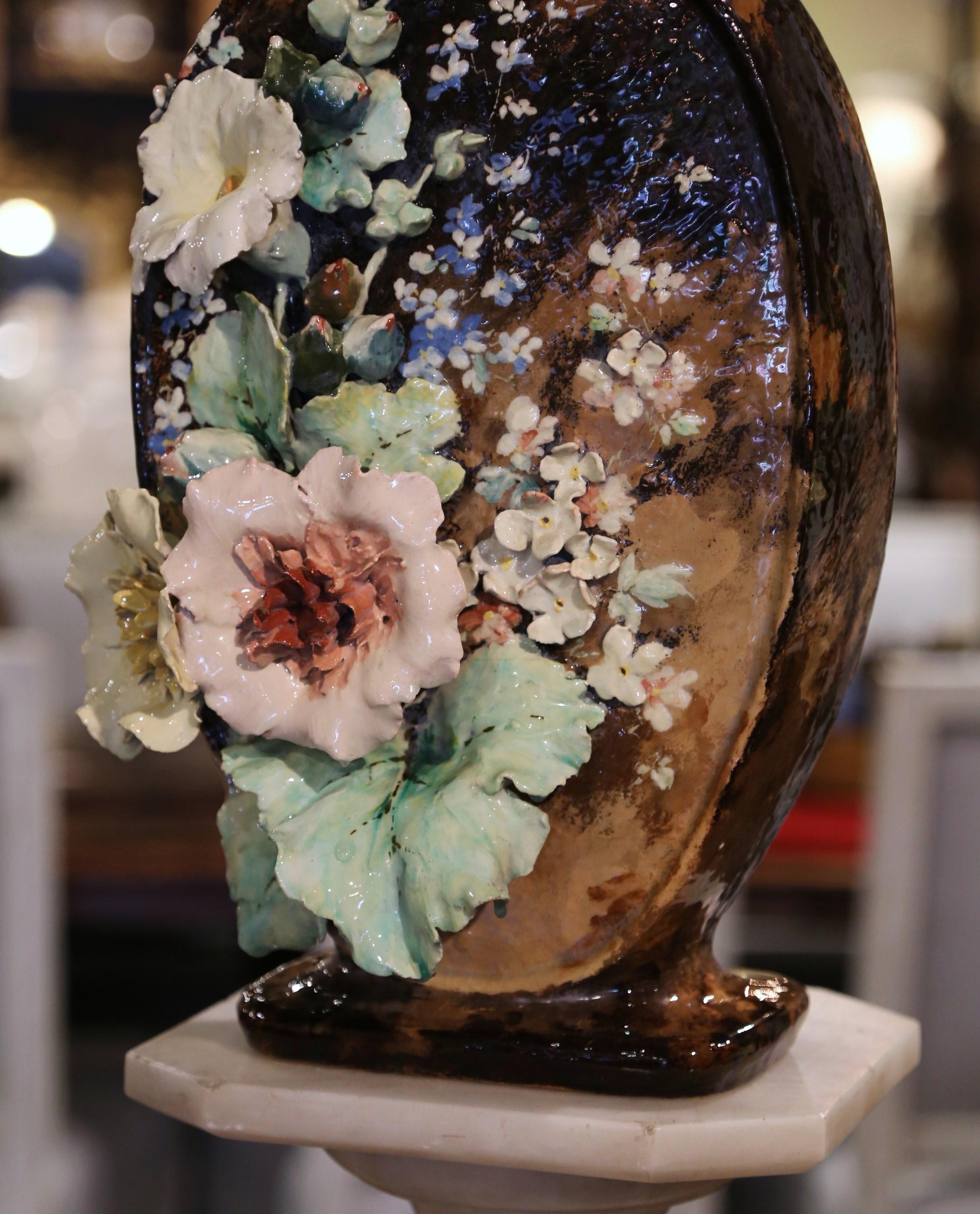 vase barbotine fleurs