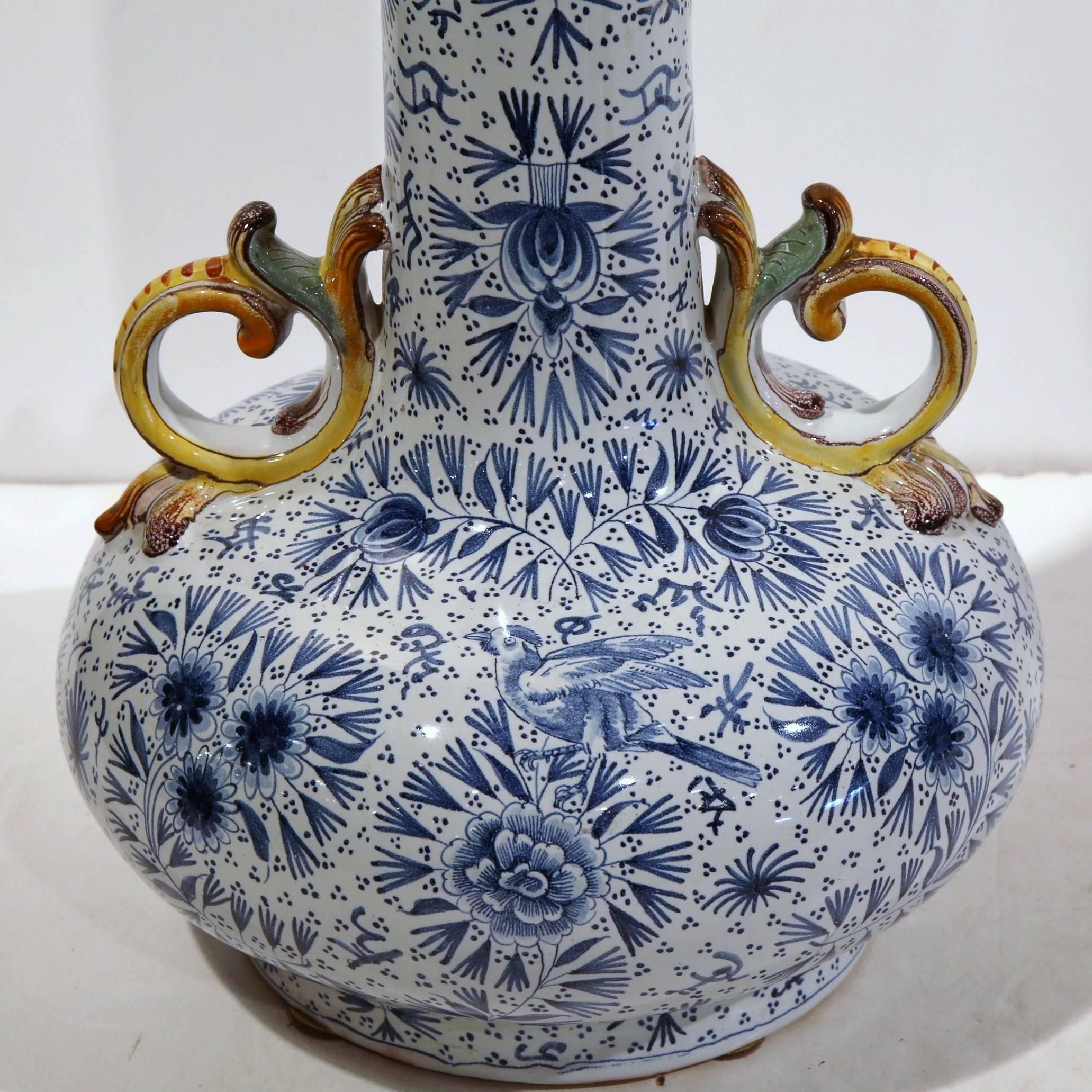 19th Century French Hand Painted Blue and White Faience 