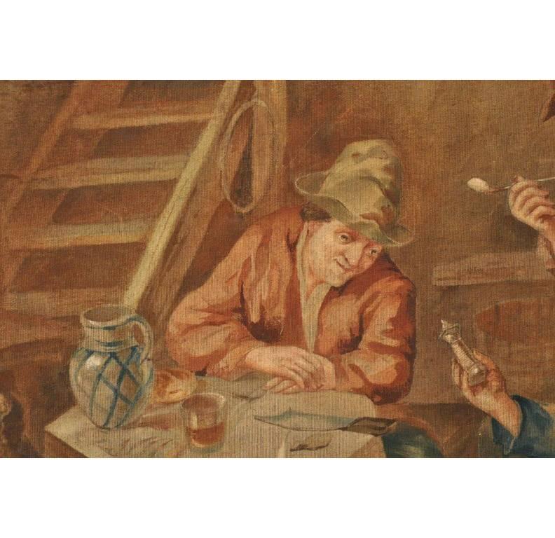 19th Century French Hand Painted Canvas on Stretcher after David Teniers For Sale 1