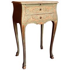 19th Century French Hand-Painted Carved Side Table or Nightstand Louis XV Style