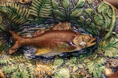 19th Century French Hand Painted Ceramic Barbotine Fish Platter Palissy Style