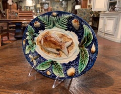 19th Century French Hand Painted Ceramic Barbotine Fish Platter Palissy Style