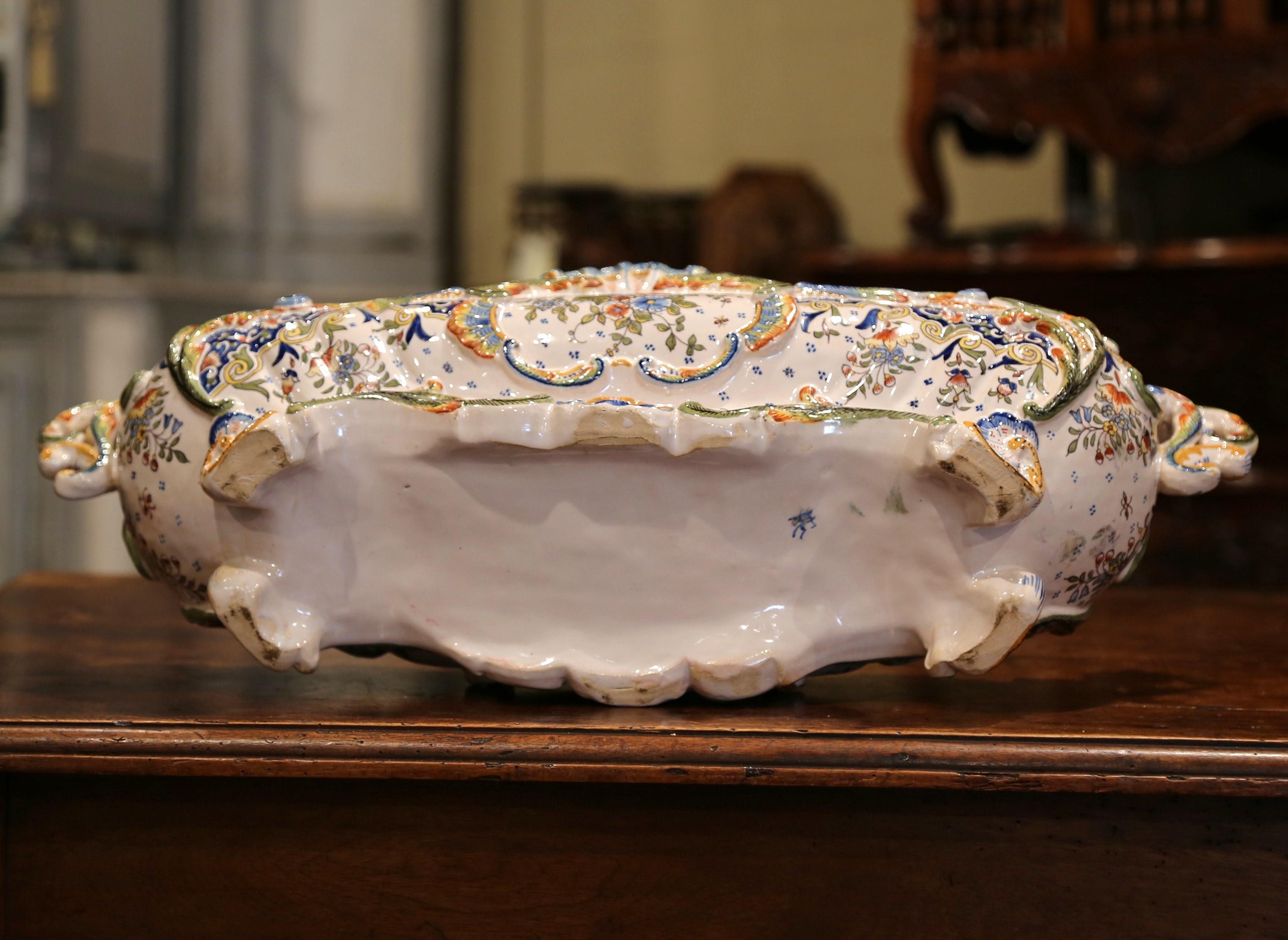 19th Century French Hand Painted Faience Jardinière from Normandy 3